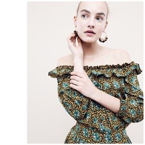j. crew // ratti elephant off shoulder ruffle top